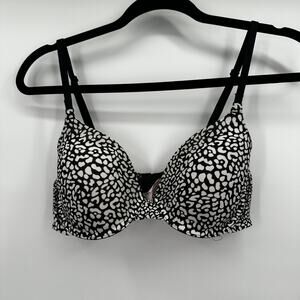 Victoria Secret Perfect Coverage Bra‎ Womens 34C Black Animal Print Underwire